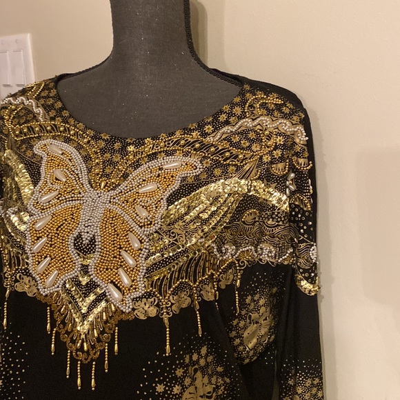 Vintage Bali chic top with beaded butterfly design size OS - Picture 7 of 13